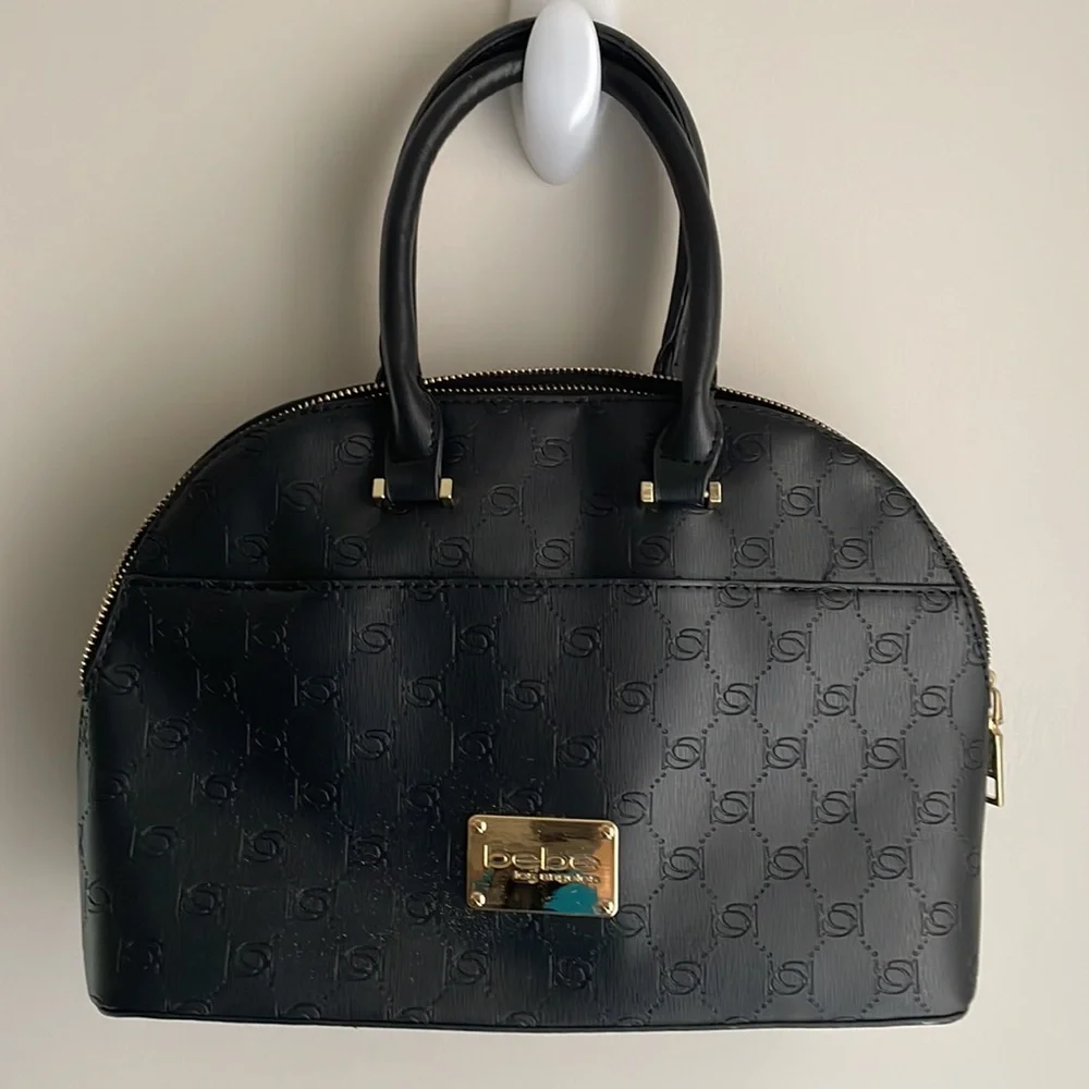 Bebe Black Bag -zip top closure gold hardware removable shoulder strap- - Picture 9 of 15